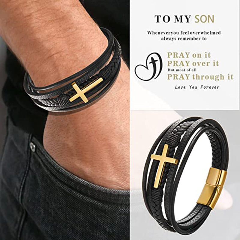 Handmade Multilayer Braided Leather Bracelet for Men