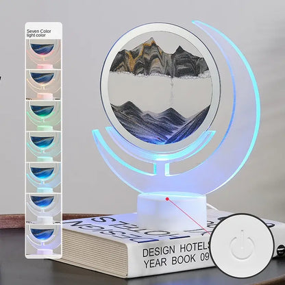Lámpara de Mesa de Arte de Arena Móvil - Luz Nocturna de Luna 3D