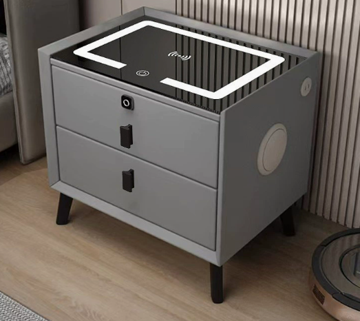 Mesa de Noche de Madera Inteligente con Carga Inalámbrica