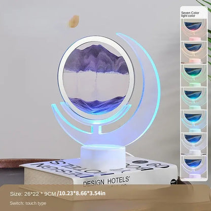 Lámpara de Mesa de Arte de Arena Móvil - Luz Nocturna de Luna 3D