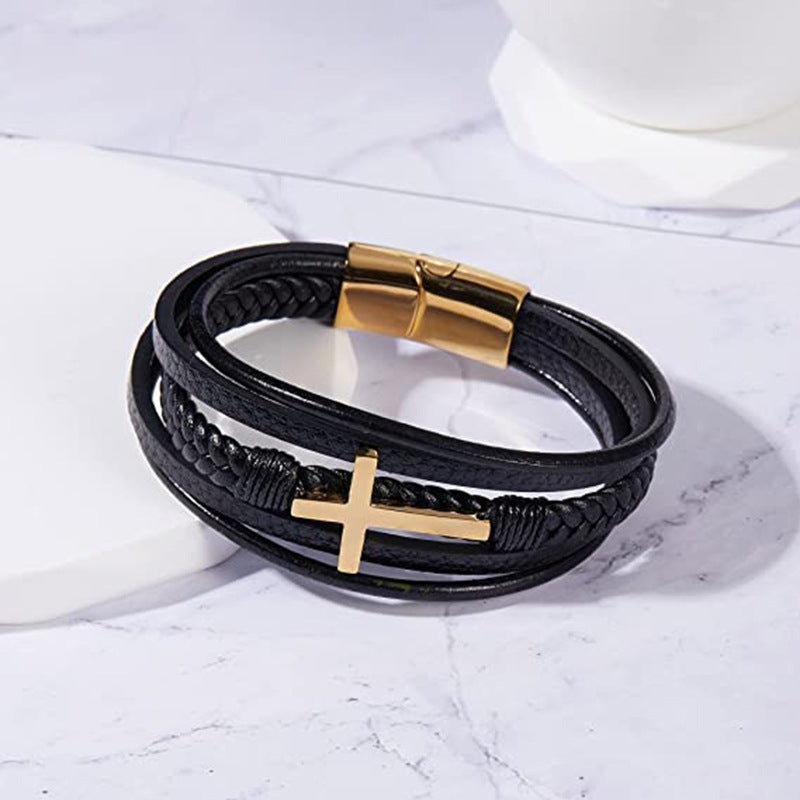 Handmade Multilayer Braided Leather Bracelet for Men