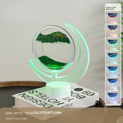 Lámpara de Mesa de Arte de Arena Móvil - Luz Nocturna de Luna 3D